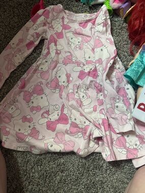 Hello Kitty Pink and White Long Sleeve Casual Dress